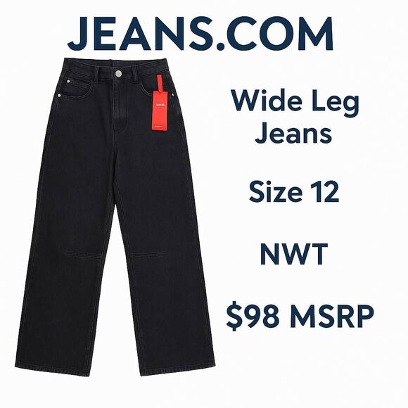 JEANS.COM Women’s Black Wide Leg Jeans Size 12 NWT Workwear Style $98 MSRP - Picture 9 of 9